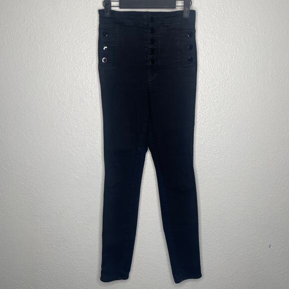 J Brand Womens Jeans Size 26 Black Natasha Sky High Skinny Leg Dark Wash - Picture 1 of 14
